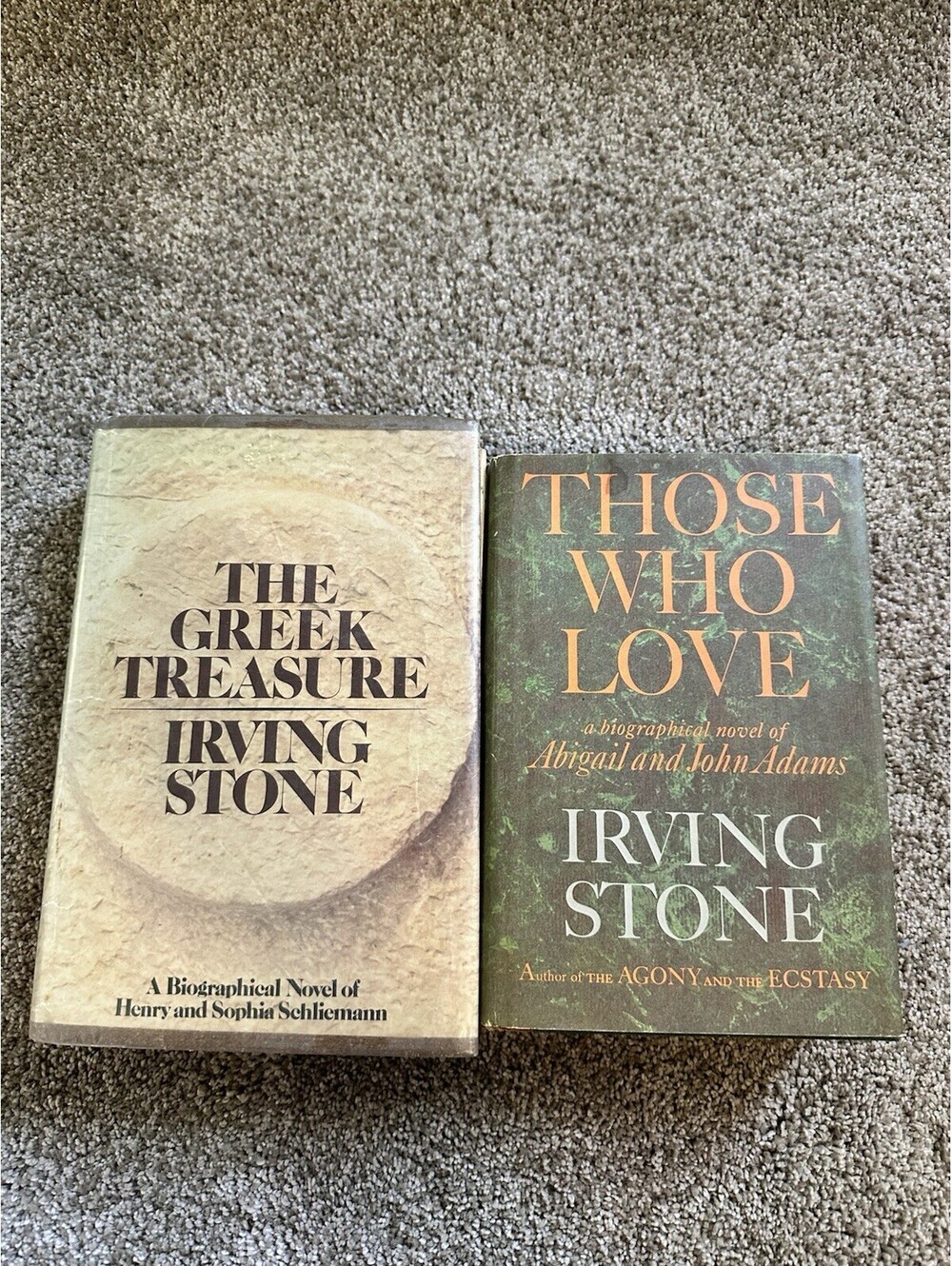 VTG THOSE WHO LOVE & THE GREEK TREASURE BOOK LOT by Irving Stone Hardcover DJ